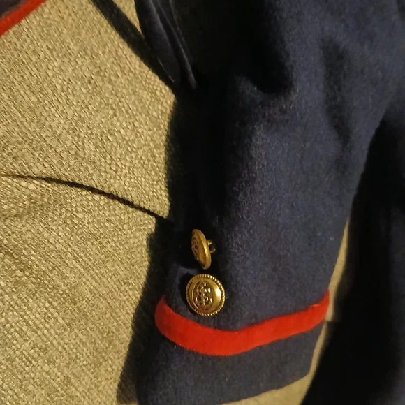 Rothchilds Toddler Girls. Red and Navy Pea Coat with Hat.  Size 3 Toddler. - Picture 6 of 16